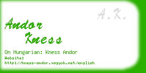 andor kness business card